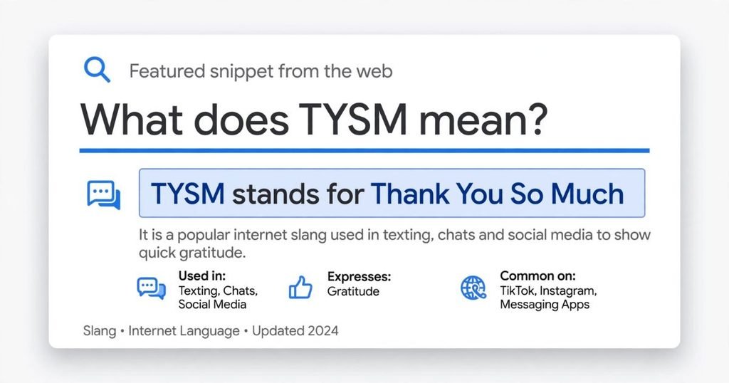 TYSM meaning from a girl